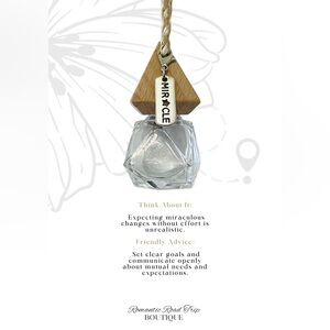 MIRACLE Wooden and Glass Pendant Car Fragrance Oil Diffuser Refillable Bottle